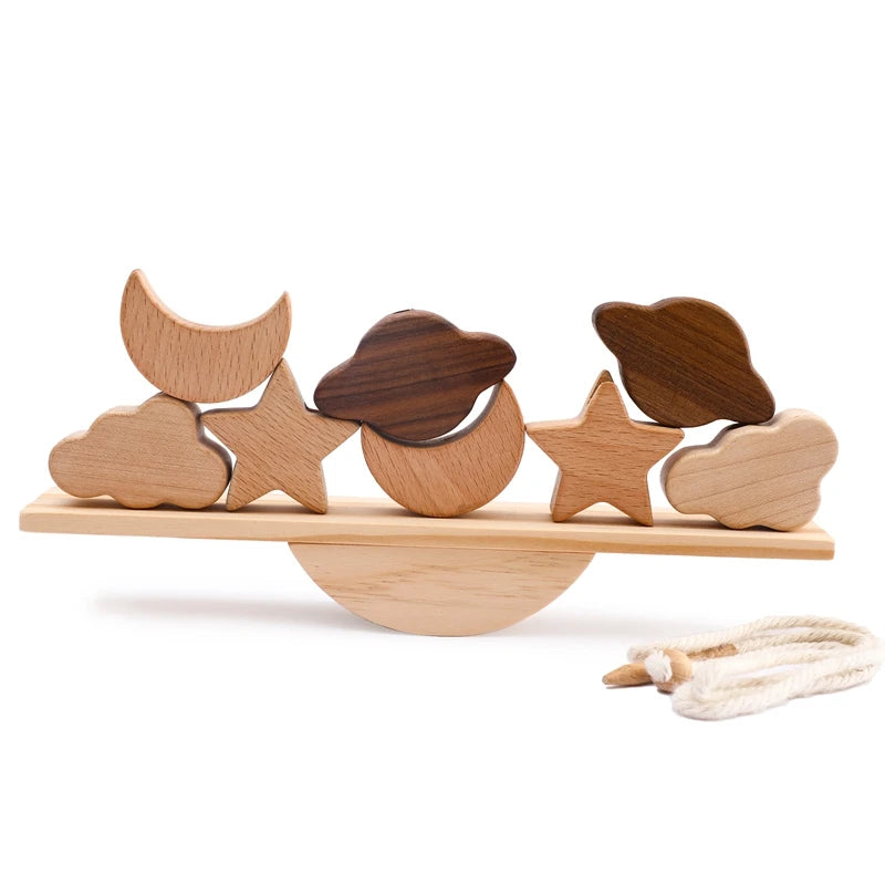 Houten Baby Dieren Balansbord Rijg Speelgoed - Houten Wip Stapelspeelgoed Blokken Bordspellen Montessori Educatieve Cadeaus voor Baby's