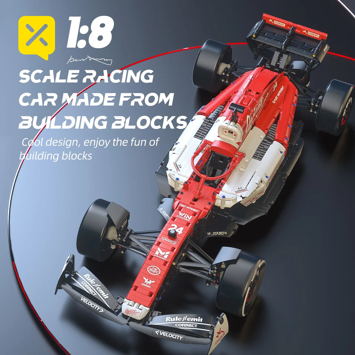 1768-delige 1:8 F1 Raceauto Bouwset | MOC Bouwblokken, Coole Verzamelmodel Auto, Perfect Kerstcadeau
