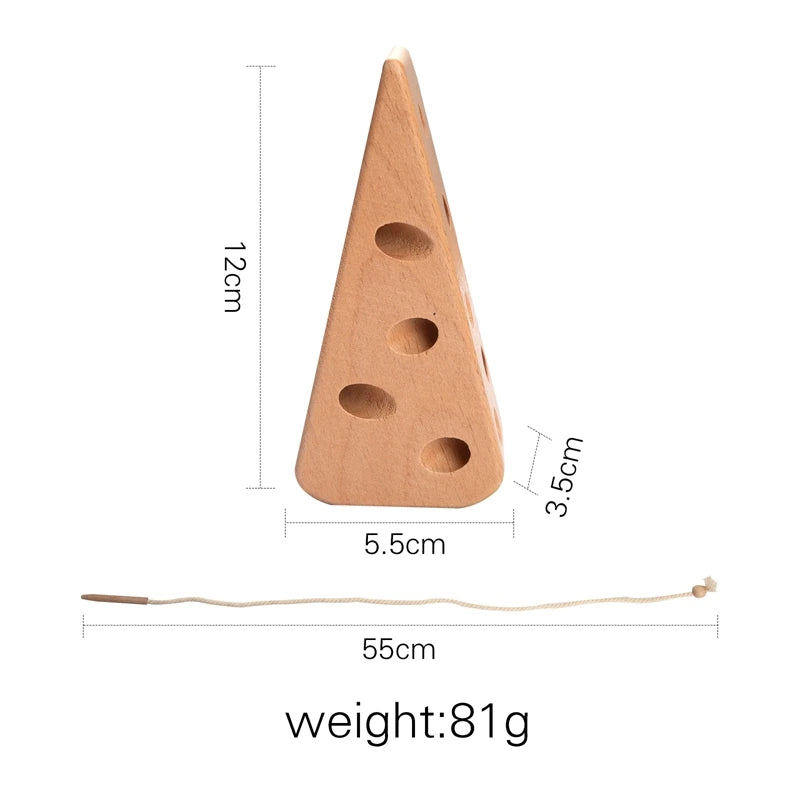 Houten Egel Rijgbord Montessori Speelgoed - Beukenhouten Educatief Speelgoed, Kralen Blokken Puzzel Speelgoed Cadeaus voor Baby's