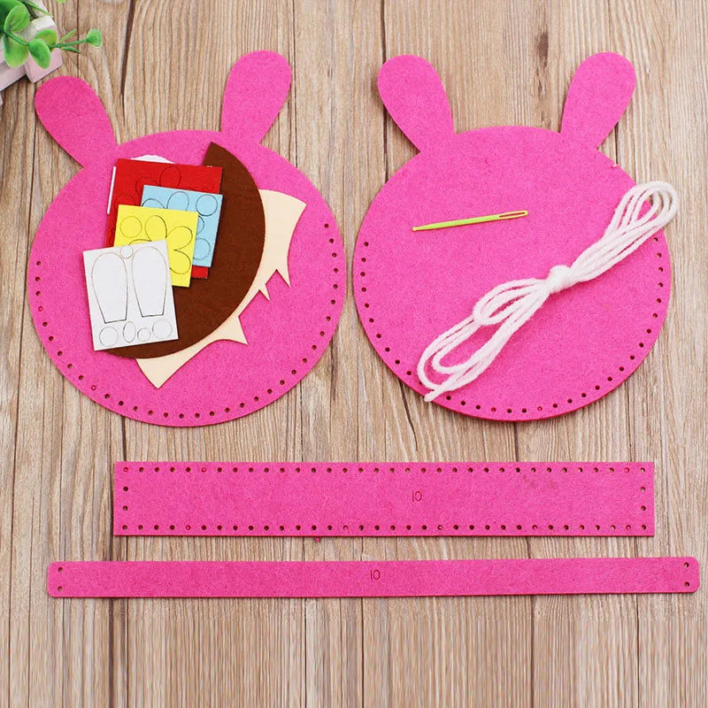 4-delige Handgemaakte Kindertassen Set | Doe-het-zelf Dieren & Bloemen Handtas Knutselset, Creatief Handwerk Speelgoed