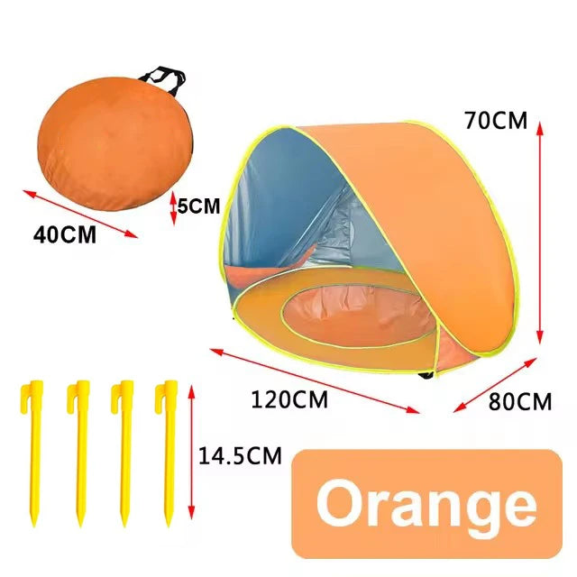 Baby Strandtent met UV-Bescherming & Opvouwbaar Zwembad | Veilige Zomerspeeltent voor Peuters