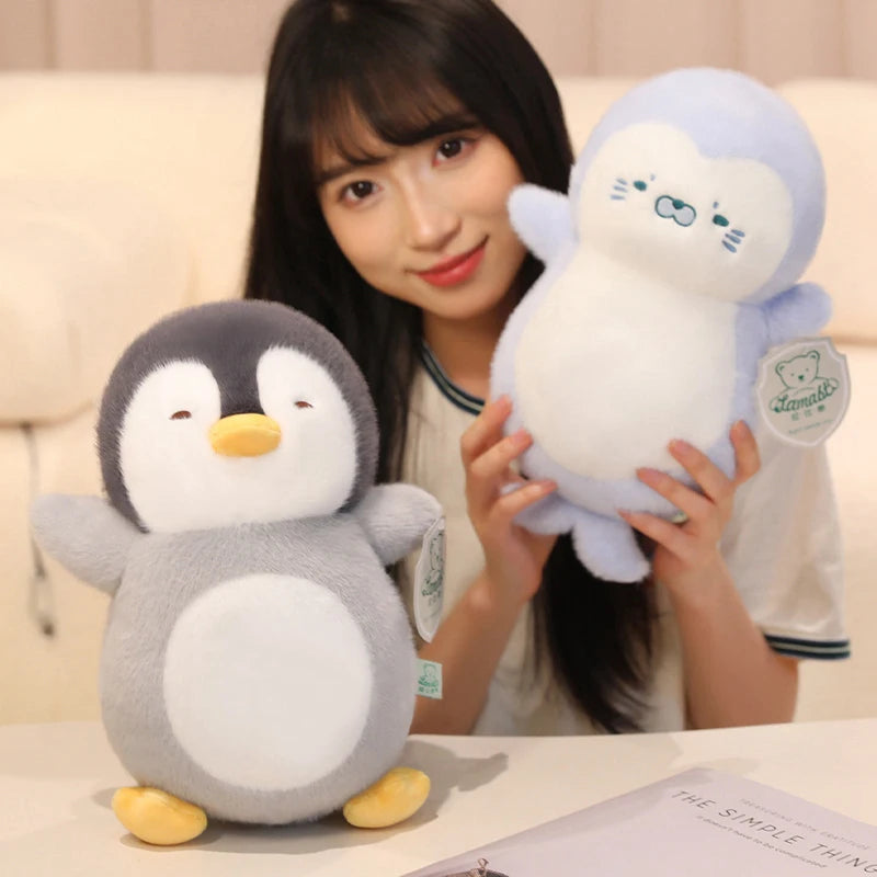 Goedenacht Pinguïn & Zeehond Knuffels met Licht | Ademende Dierenpoppen voor Kinderen, Zacht en Rustgevend