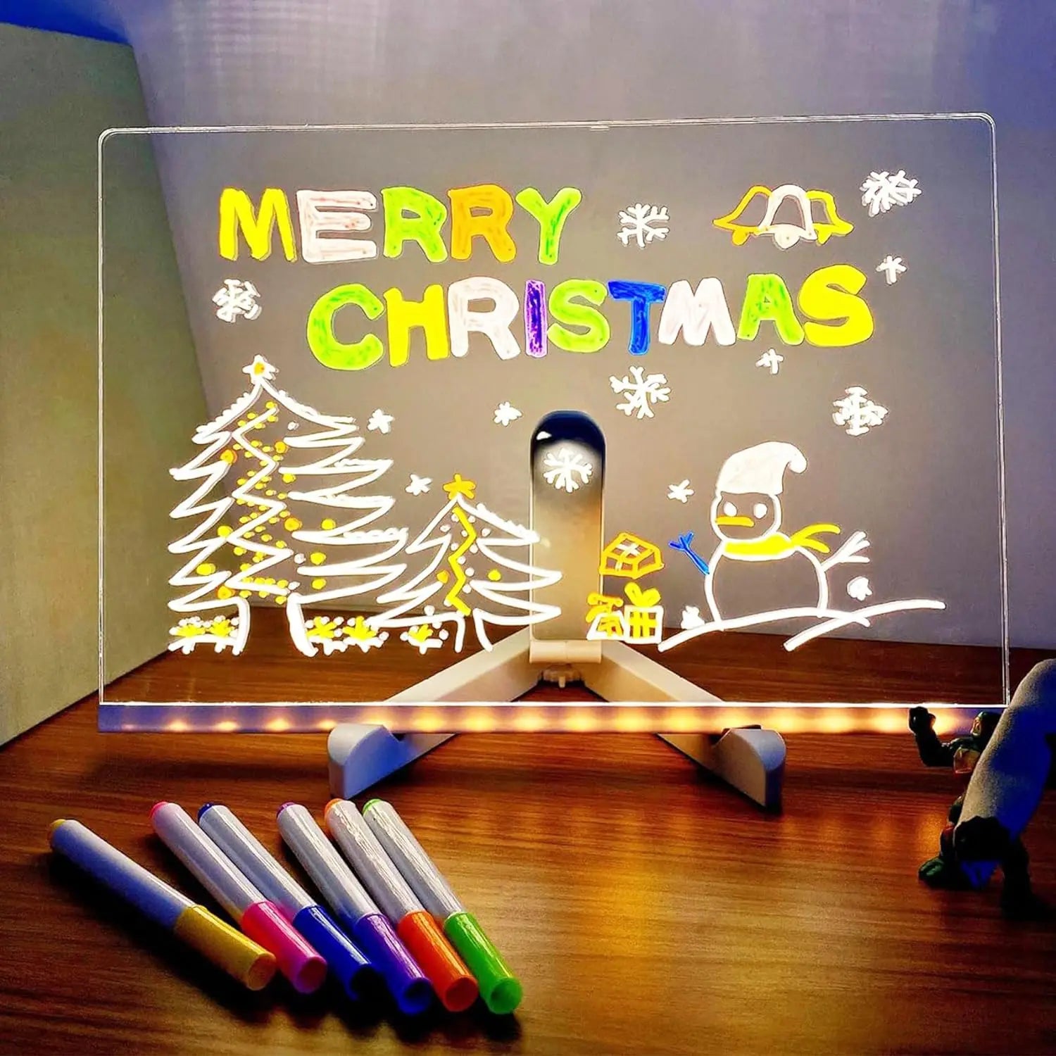 Lichtgevend LED Tekenbord voor Kinderen - Magisch Acryl Schrijfbord voor Creatieve Jongens en Meisjes - Educatief Speelgoed en Prikbord, Perfect als Kerstcadeau