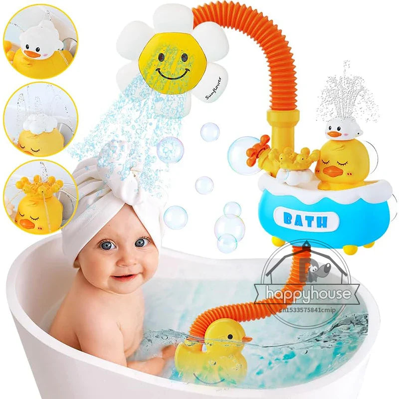 4-in-1 Baby Bad Speelgoed met Zonnebloem Douche & Watersproeiers – Interactief Badspeelgoed voor Peuters en Kleintjes