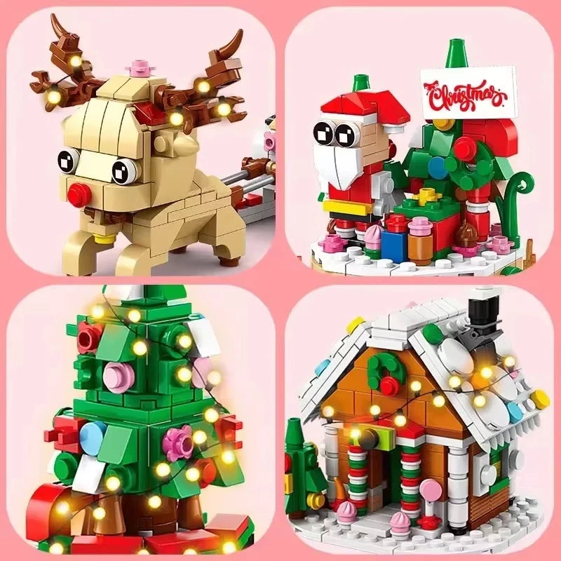 6-in-1 Kerst Bouwstenen Set met Licht | Creatief Winterdorp Speelgoed voor Kinderen