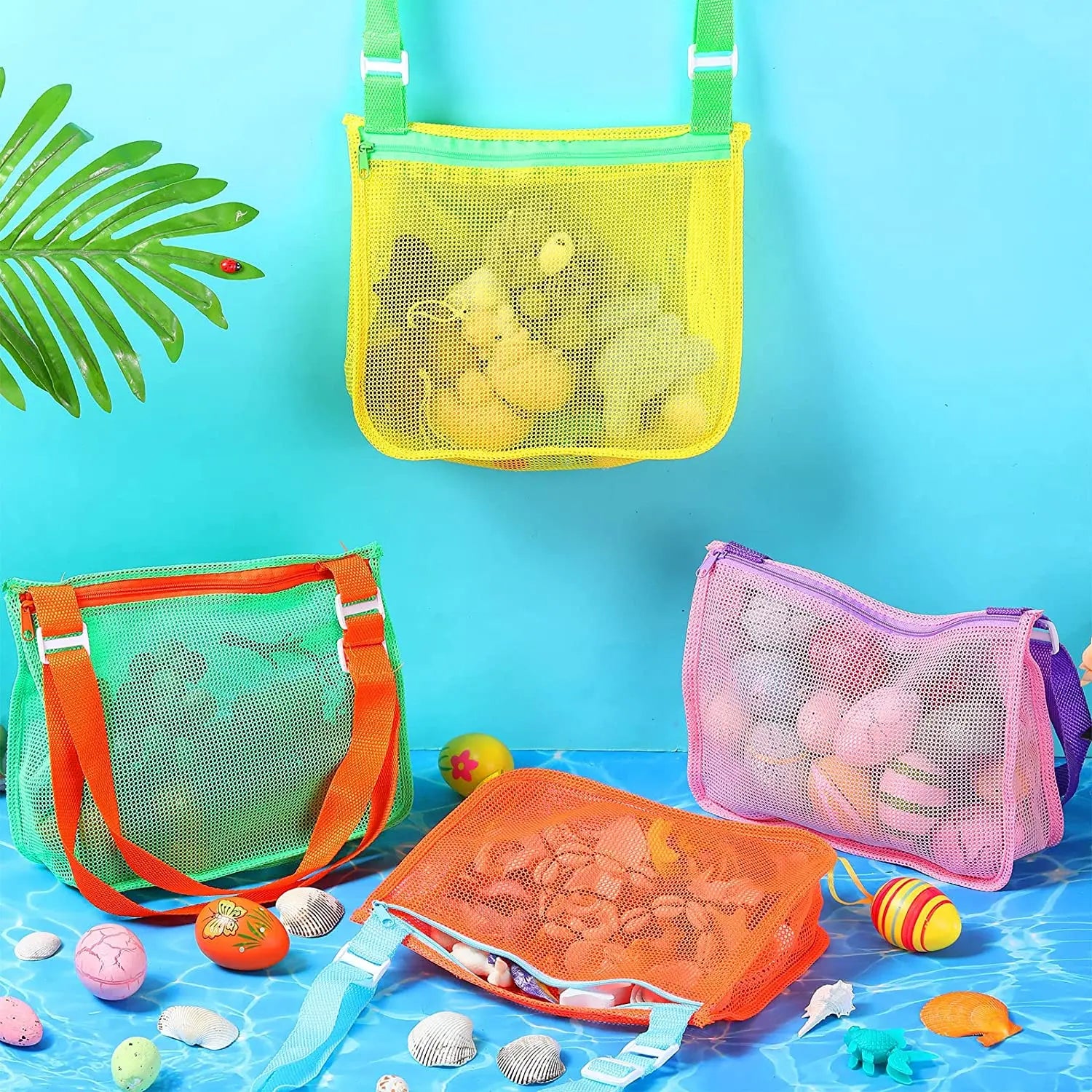 Strand Speelgoed Net Strandtas | Zand Speelgoed Tas voor Kinderen, Schelpen Verzamel Tas en Zwem Accessoires