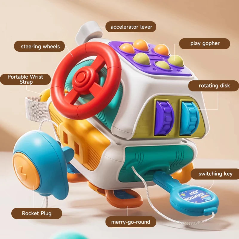 Montessori Sensorisch Speelgoed - Multifacted Kubus Drukbal voor Fijne Motoriek en Hand-oog Coördinatie, Educatief Speelgoed voor Baby's