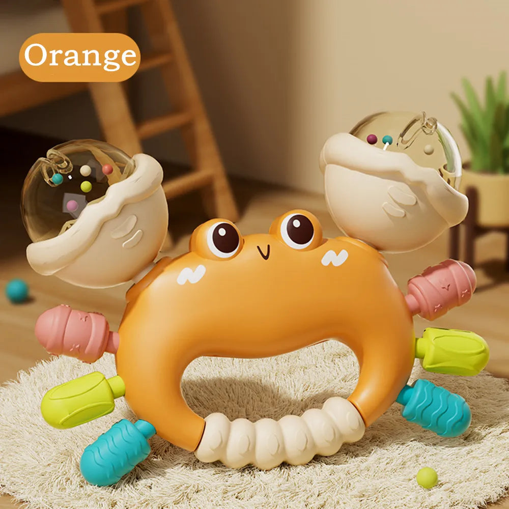 Crab Rammelaar & Bijtspeeltje – Sensorisch Handgreep Speelgoed voor Baby’s | Vroeg Educatief Cadeau voor Jongens en Meisjes