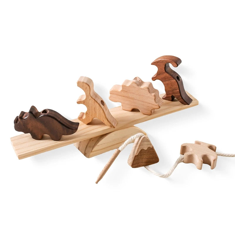 Houten Baby Dieren Balansbord Rijg Speelgoed - Houten Wip Stapelspeelgoed Blokken Bordspellen Montessori Educatieve Cadeaus voor Baby's