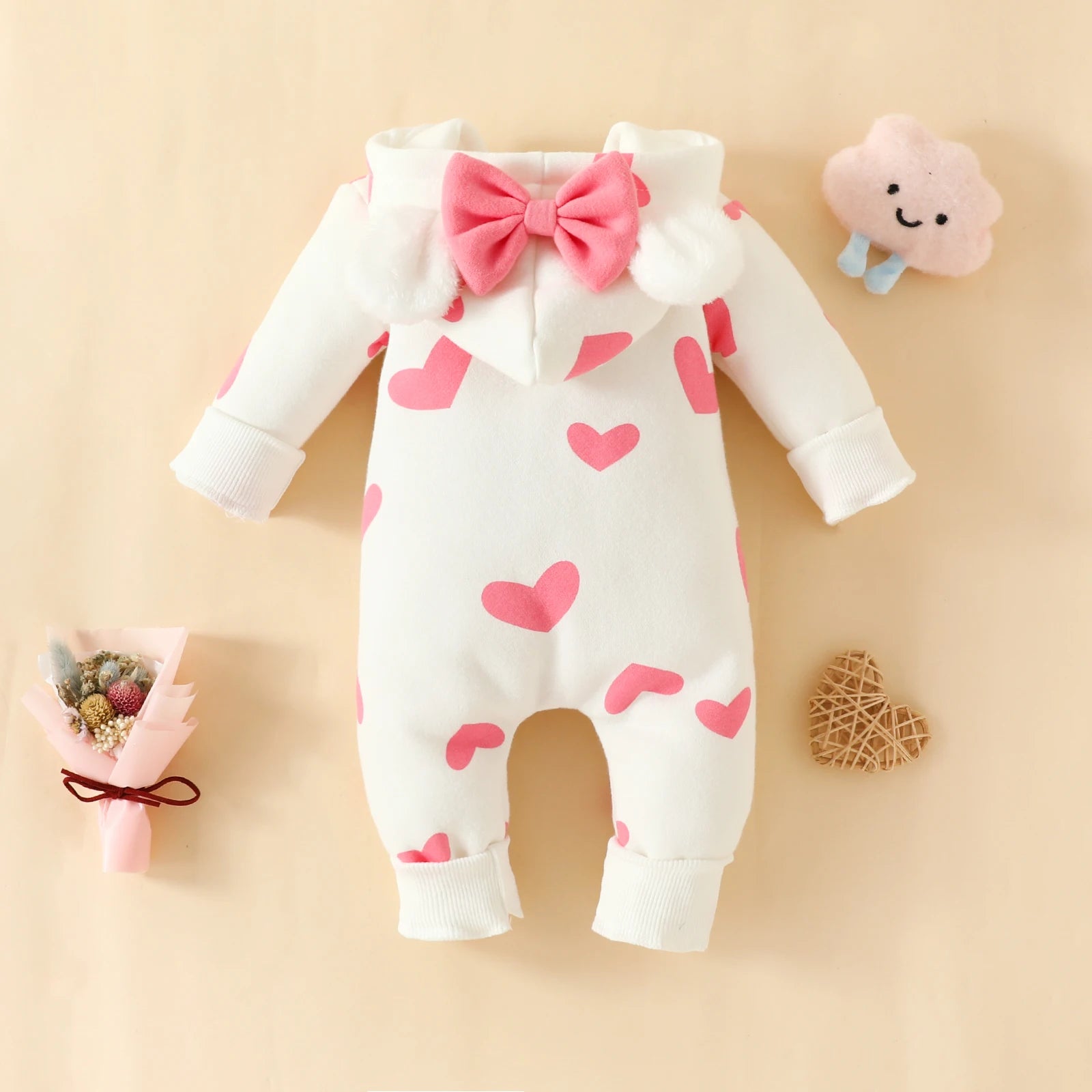 Romper met Lange Mouwen en Hoed | Warme Buitenkleding met Rits Dikke Baby Onesies