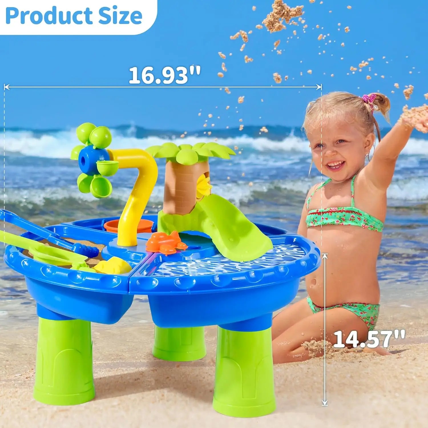 Tafel Zand- en Water Speelset voor Kinderen | Sensory Speelgoed voor Buitenactiviteiten met Zand- en Splash Pool