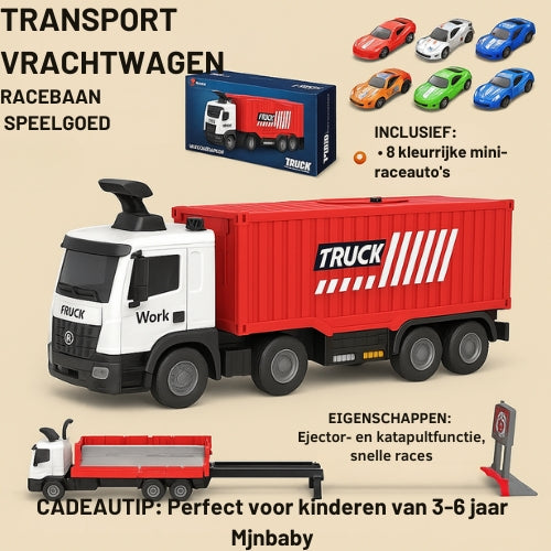 Transport Vrachtwagen Racebaan Speelgoed Voor Peuters, Opvouwbare 3-Lagen Speelset, Vrachtwagen Met 8 Raceauto's, Cadeau Voor Jongens En Meisjes Van 3-6 Jaar