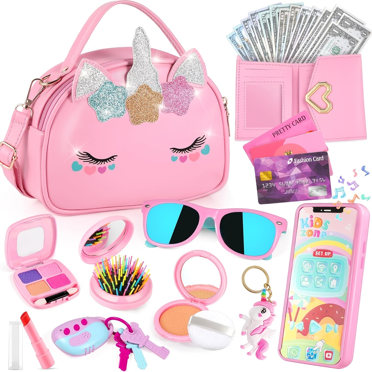 Make-up Set voor Kinderen - Afwasbare Make-up met Eenhoorn Tas - Voor Meisjes van 3 tot 12 Jaar - Ideaal voor Rollenspel & Verjaardags- of Kerstcadeaus