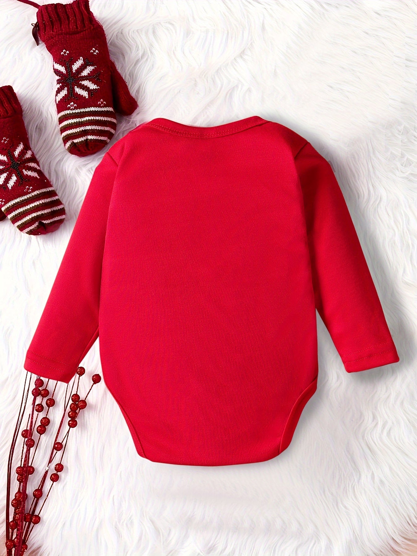 'Mijn 1e Kerst' Kerstman Print Romper met Lange Mouwen voor Kinderen | Zachte, Comfortabele Polyester Baby Onesie voor Kerstmis, Dagelijks Gebruik, Feestdagen en Fotoshoots