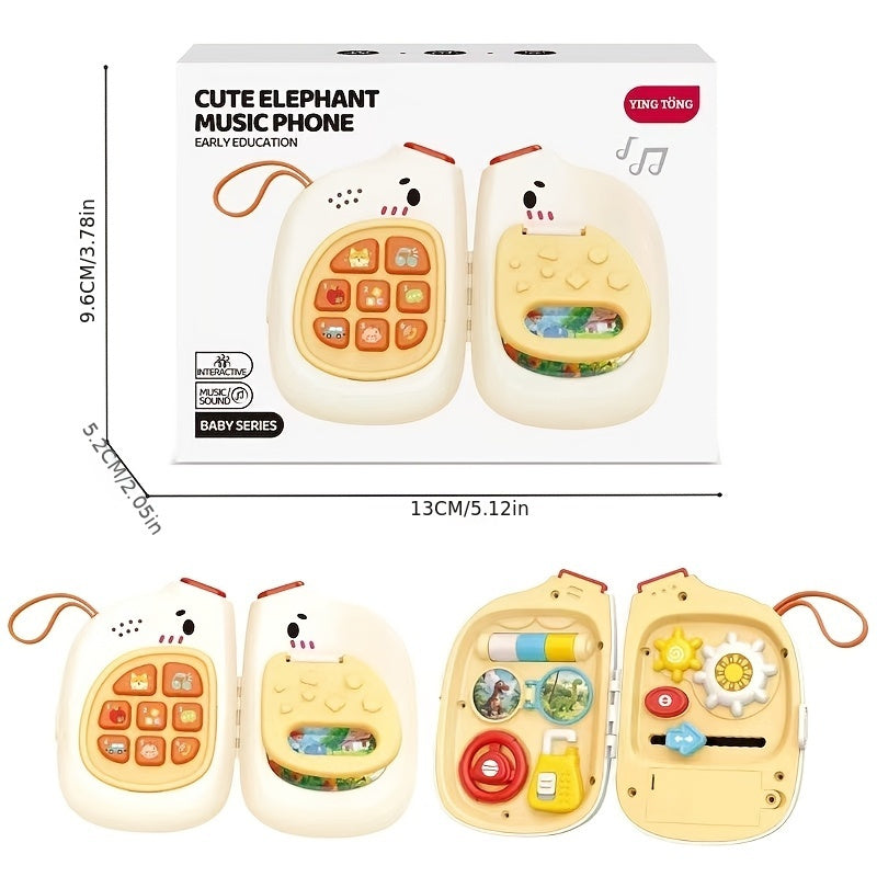 Baby Muzikale Telefoon met Drukbord | Interactief Olifant Speelgoed | Educatief Muziek- & Verhaalspel voor 18 Maanden+ | Multifunctioneel Ontwikkelingsspeelgoed