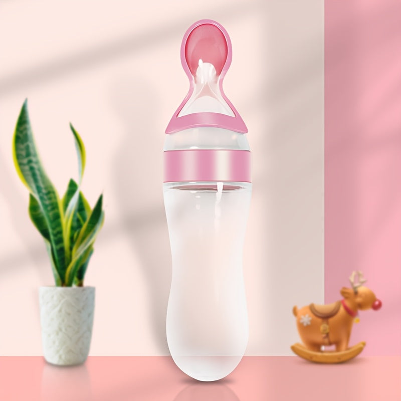 Silicone Baby Voedingsfles met Knijplepel, Multifunctioneel voor Melk, Voedingssupplementen, Geneesmiddelen - Verkrijgbaar in Wit, Blauw, Groen, Felroze