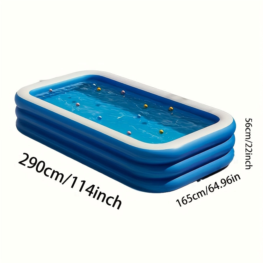 [XL Opblaasbaar Zwembad] Groot Blauw Opblaasbaar Zwembad met Bobo Ballen | Stevig PVC, Opvouwbaar & Draagbaar – Voor Tuin, Grasveld & Terras | Zomers Plezier voor het Hele Gezin