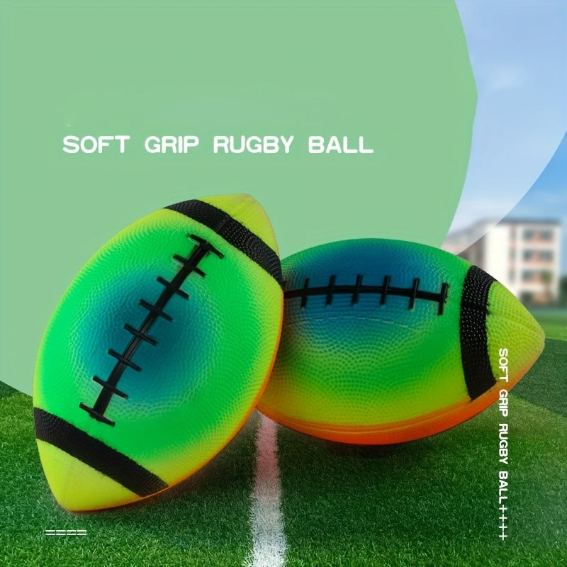 Zachte Rugbybal 18cm | Regenboog Design | Duurzaam PVC voor Binnen & Buiten