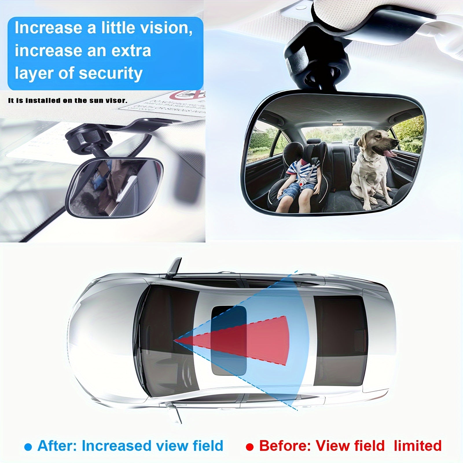 Rétroviseur convexe grand angle | Miroir de siège arrière réglable avec vision claire, accessoire intérieur automobile pour conduite en toute sécurité