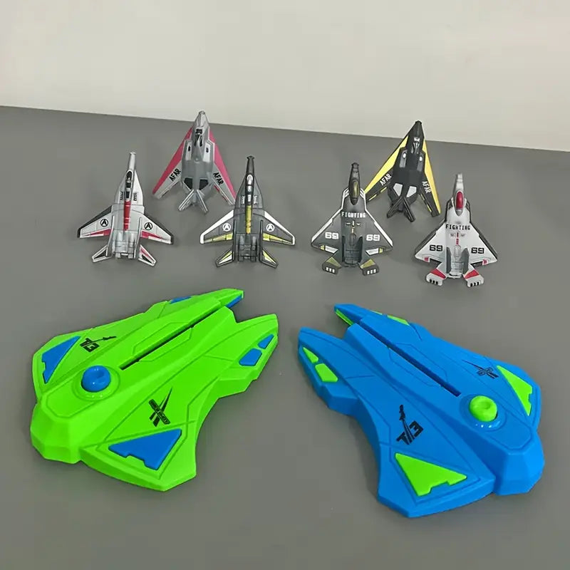 Dual Launcher Vliegtuig Speelgoed Set | Handmatige Vliegende Jet Game | Duurzaam Plastic