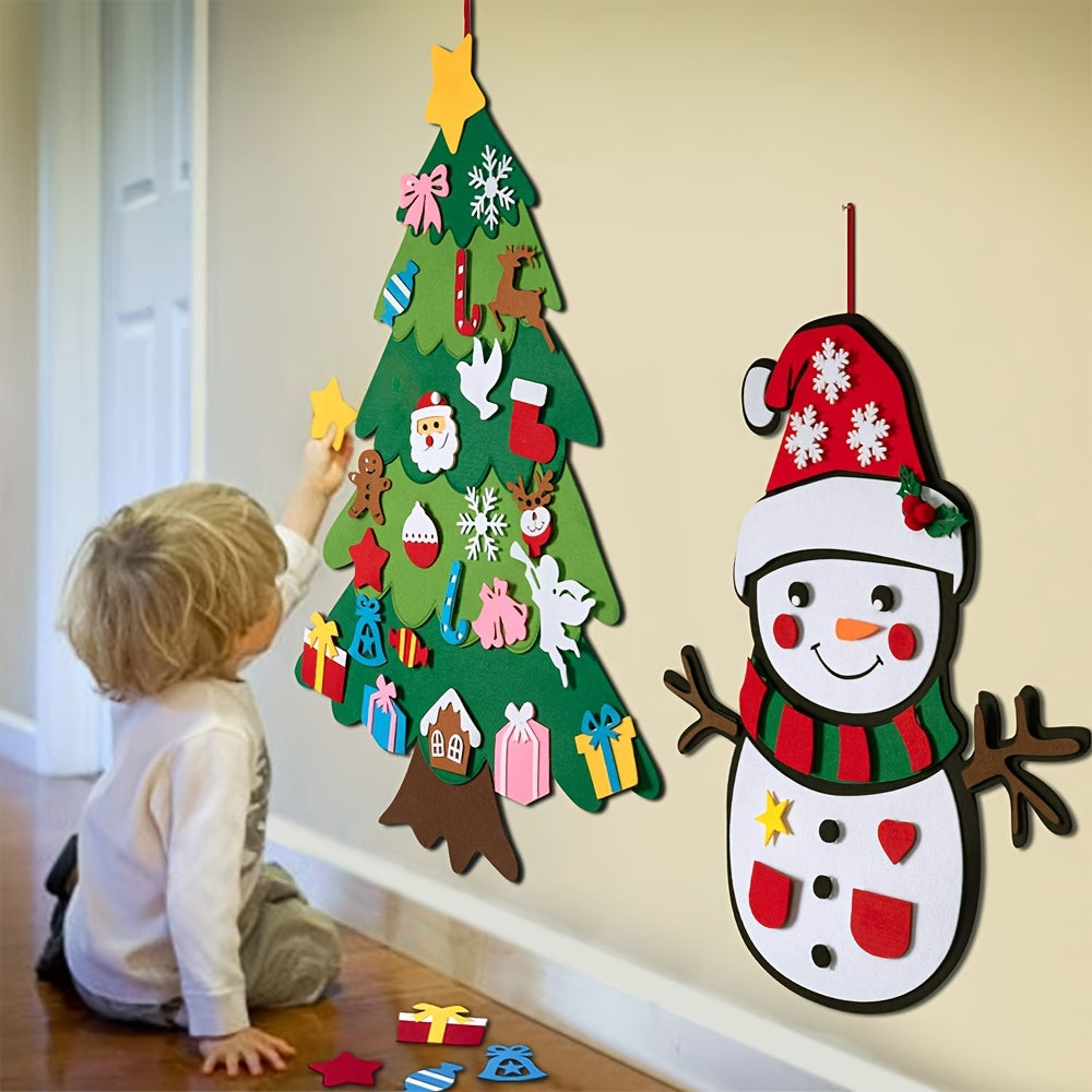DIY Vilt Kerstboom met Ornamenten | Muurdecoratie Knutselset voor Kerstmis