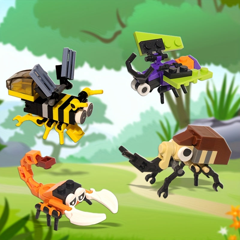 12-delige insecten bouwstenen - educatief speelgoed met kleine deeltjes dieren modellen | creatief & interactief