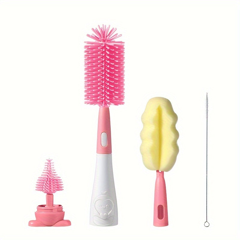 Pinguïn siliconen flessenborstelset | Borstel voor speen en rietjesflessen, reiniger voor bekers