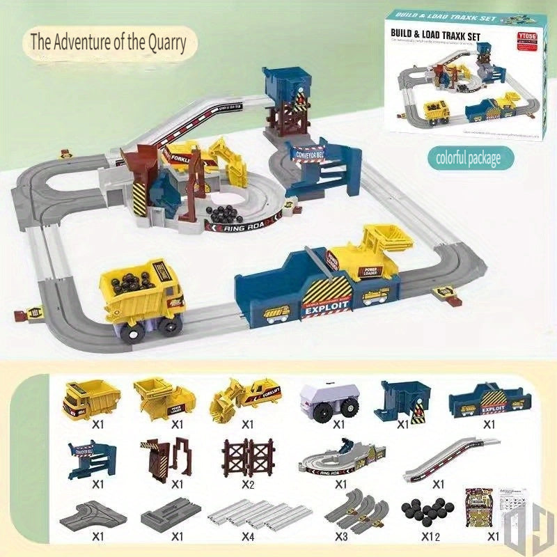 Constructie Avontuur Treinset | Elektrisch Voertuig op Inertiespoor, Geschikt voor Kinderen 3+