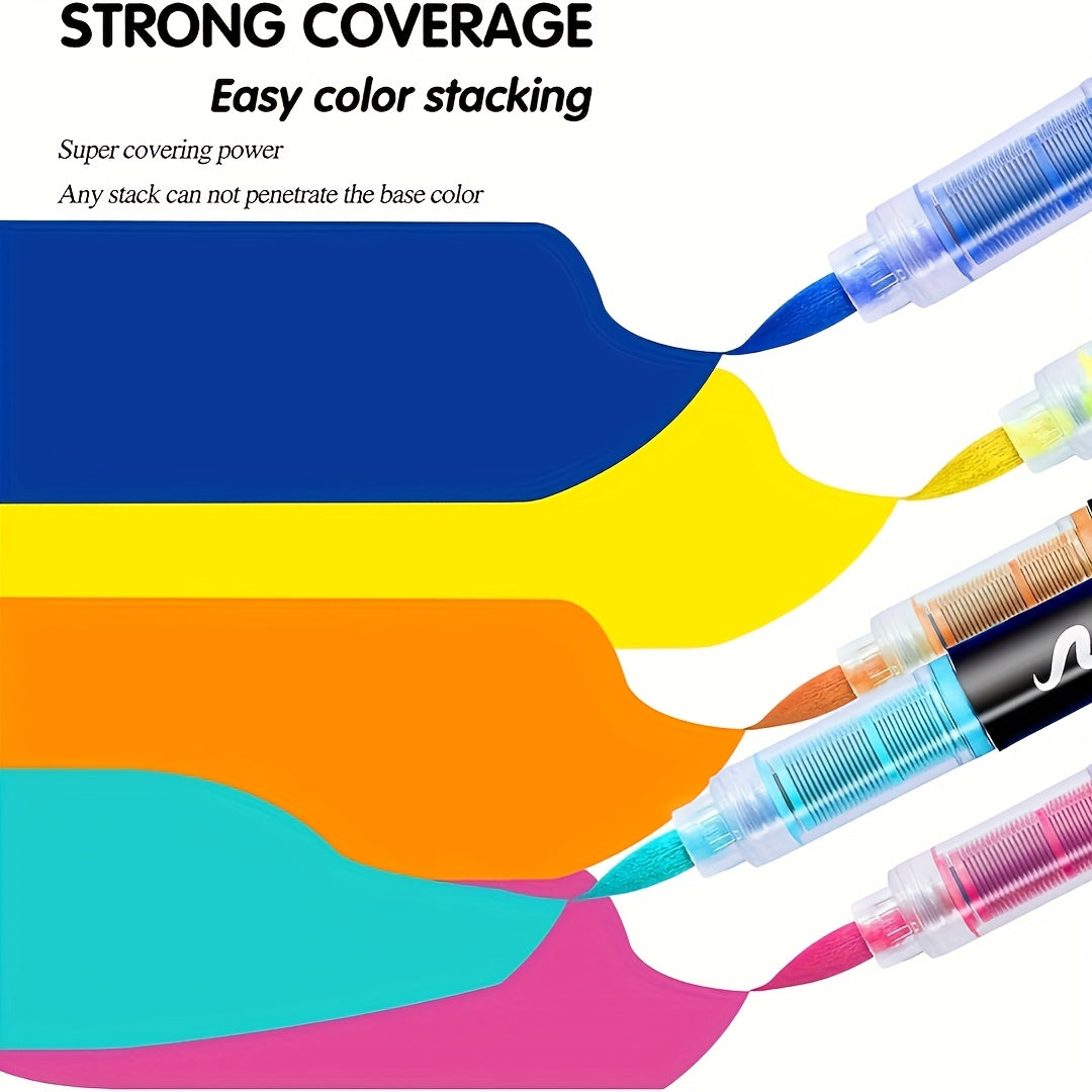24-delige Acryl Marker Set – Flexibele Penseelpunt | Voor Diverse Oppervlakken