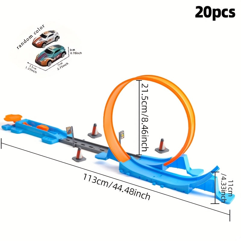 Racebaan Set met 2 Auto’s | 360° Draaibare Baan, Vrije Assemblage – Ontwikkelt Creativiteit & Motoriek – Cadeau voor Jongens