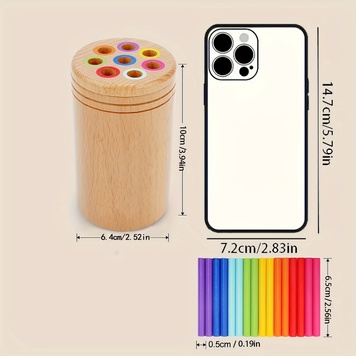 1 Stuk Houten Kleurensorteer Sticks | Educatief Speelgoed voor Peuters (3-6 Jaar)