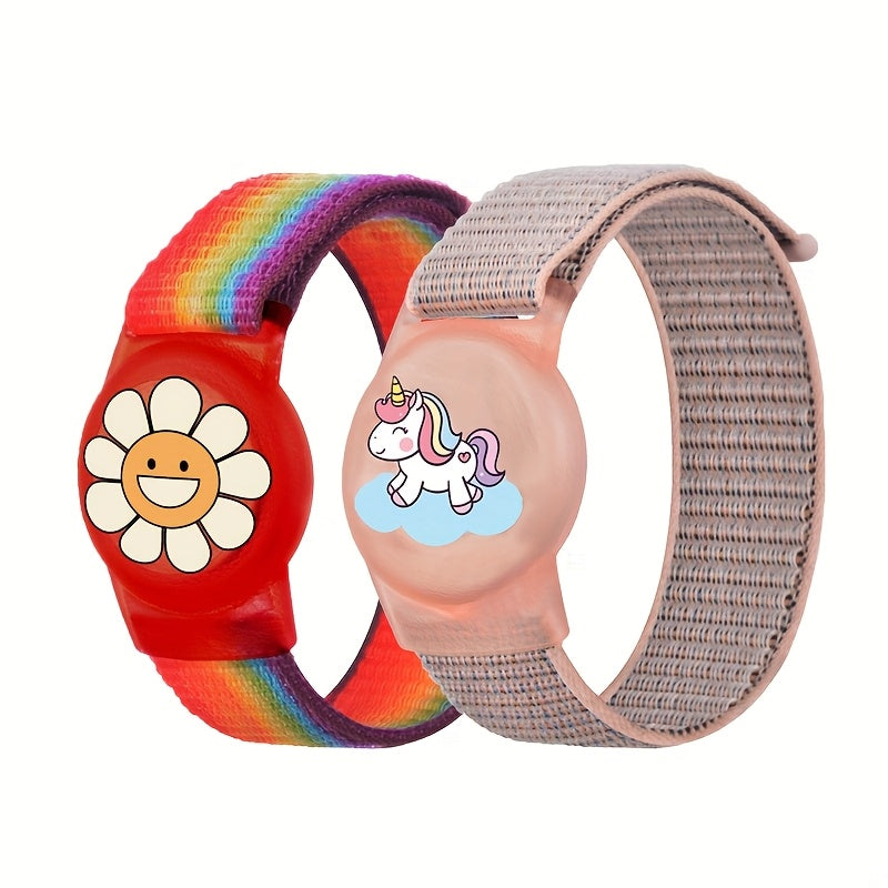 2 stuks AirTag armbandjes | Zachte ademende nylon band, unisex, meerdere kleuren, houder niet inbegrepen