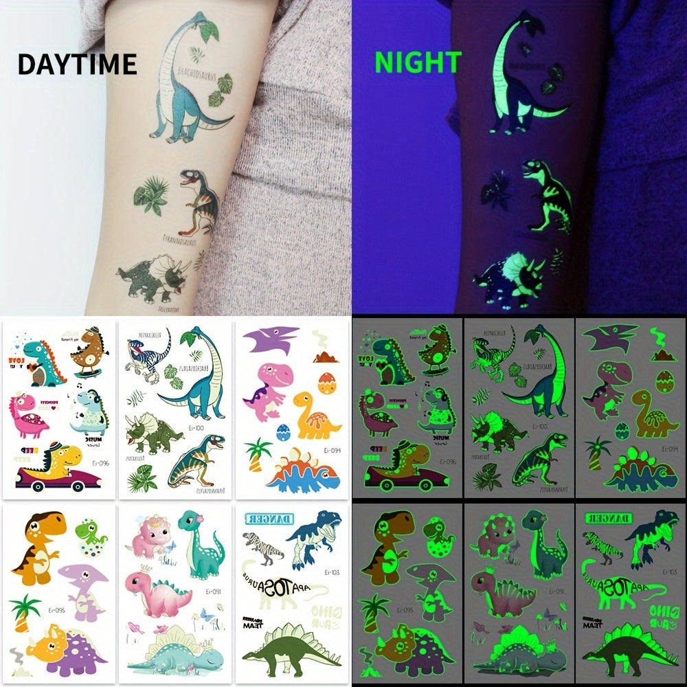 Lumineuze Dinosaurus Tatoeages | Gloeien in het Donker, Waterdichte Verjaardags- en Halloween Tatoeages