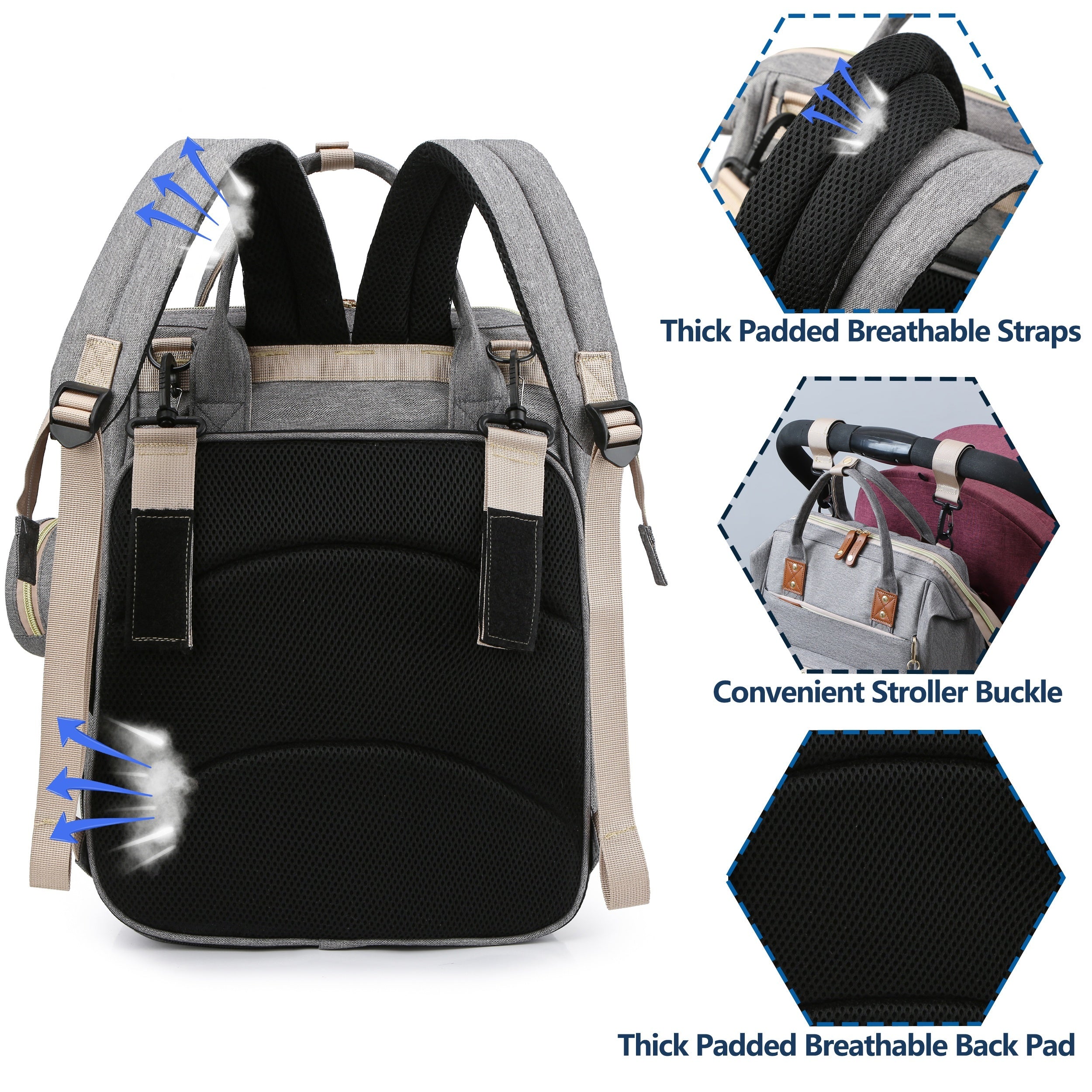 Grote Multifunctionele Waterdichte Luiertas | Trendy Tas met Verschoonstation, Reistas Rugzak