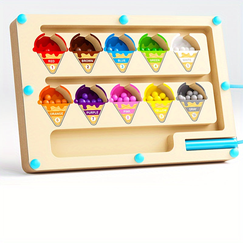 Houten Doolhofpuzzel – Kleur- en Rekentraining Educatief Speelgoed vanaf 3 Jaar