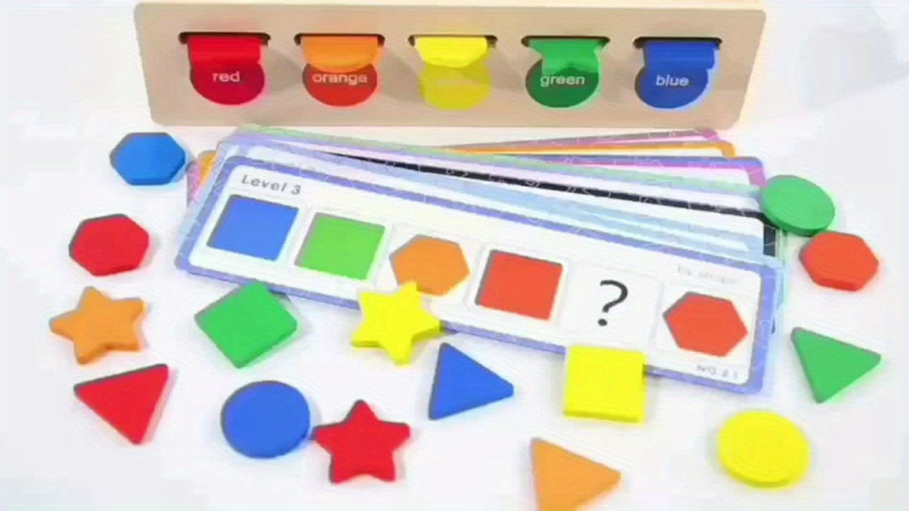 Houten Kleur- en Vormen Sorteerbox | Vroege Educatie Bouwblokken Puzzels voor Kinderen van 1-3+ Jaar