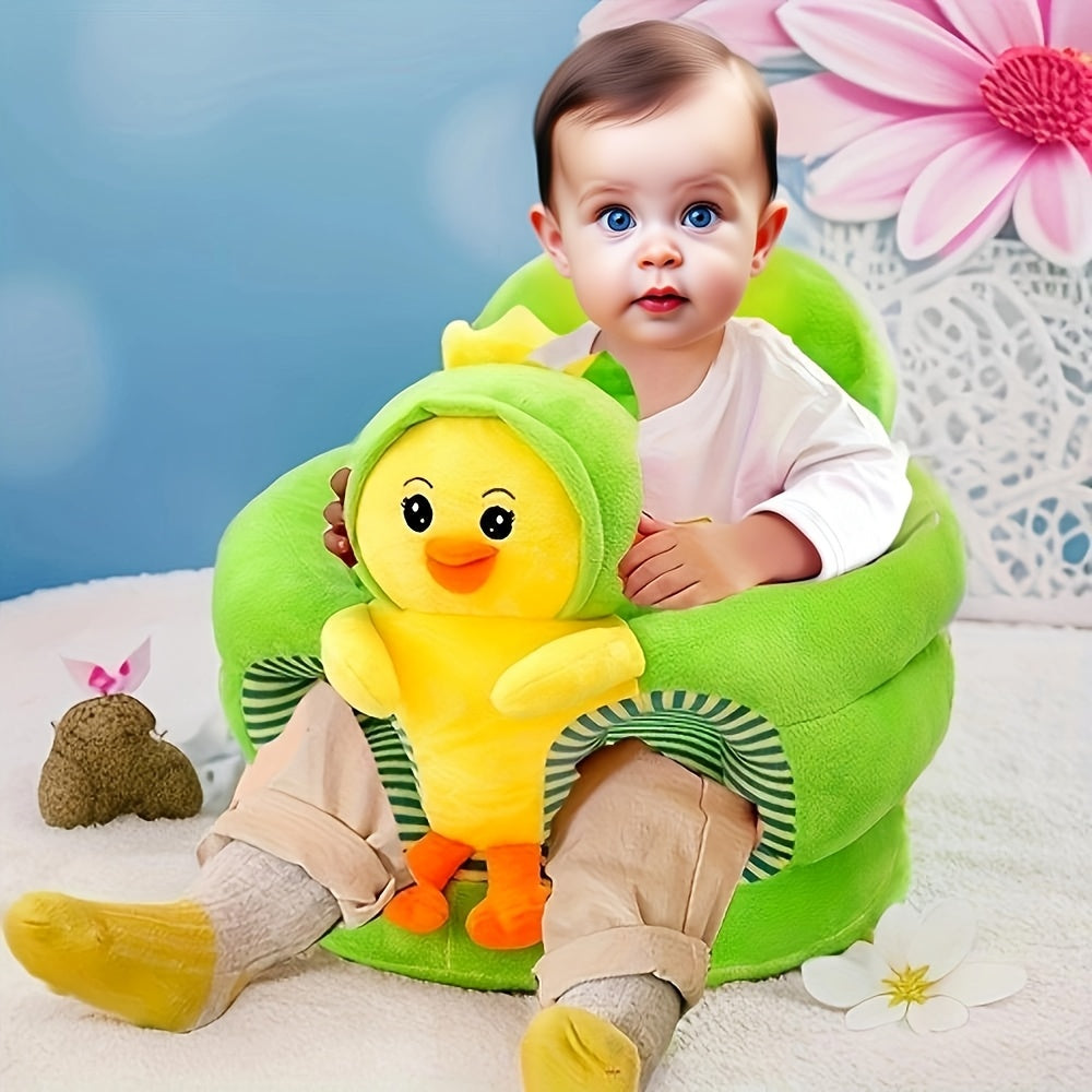 Zachte Pluche Kinderstoel voor Baby en Peuter - Groene Kinderfauteuil met Rugsteun voor Jongens en Meisjes - Comfortabel Babyzitje om te Leren Zitten