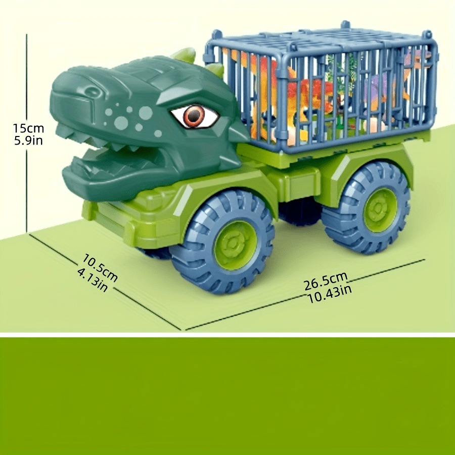 10.4-inch Dinosaurus Bouwvoertuig Speelgoed | Handmatig Duwbaar ABS Speelgoed | Weerbestendige Graafmachine/Kraan/Kiepwagen | Cadeau voor Jongens