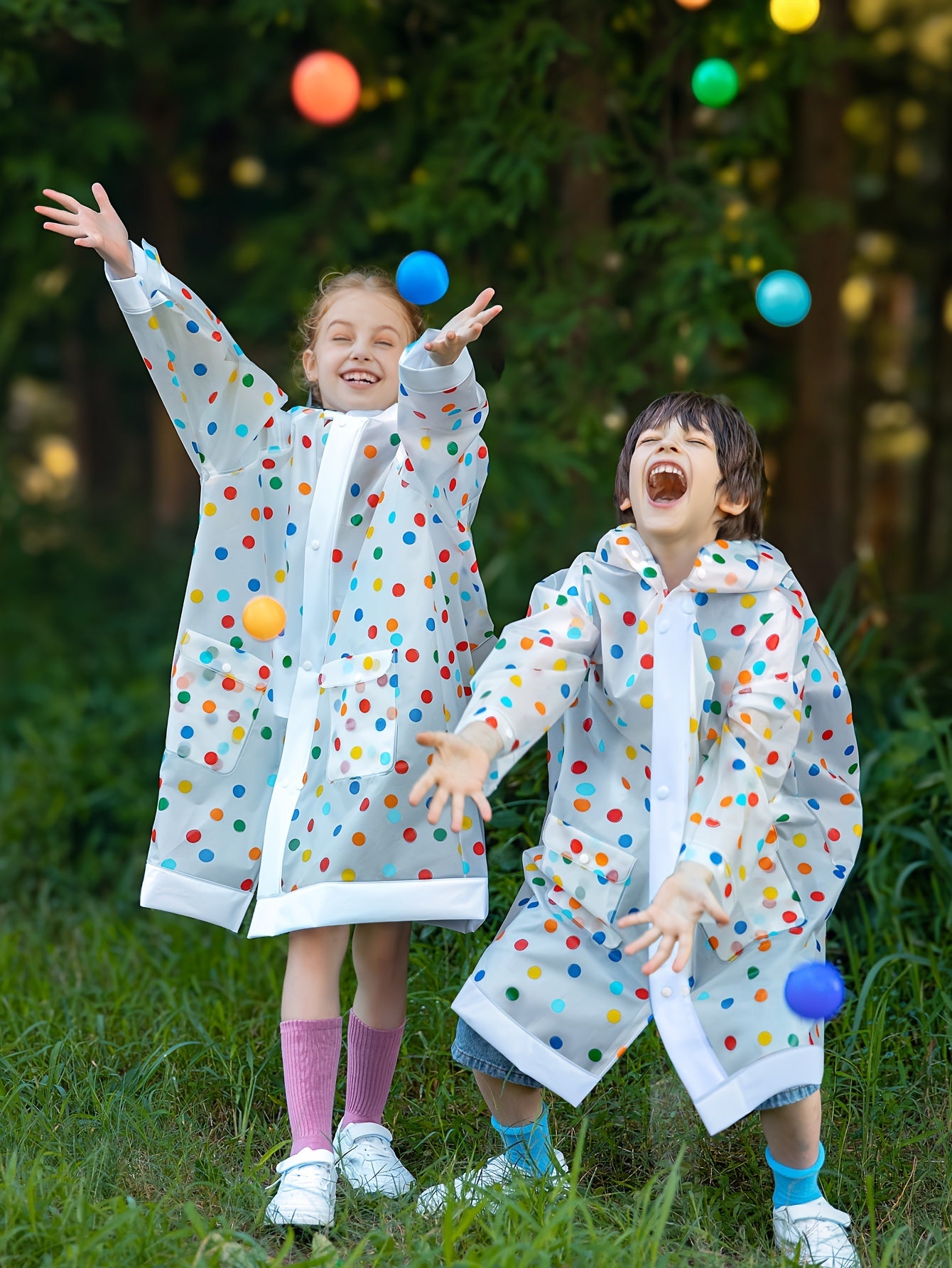 Regenjas met stippen kinderen | Poncho met capuchon