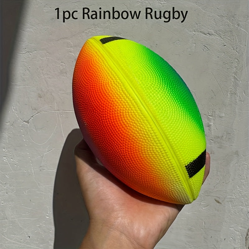 Zachte Rugbybal 18cm | Regenboog Design | Duurzaam PVC voor Binnen & Buiten
