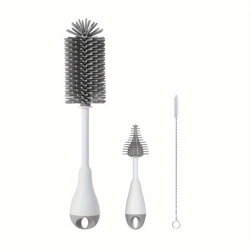3-in-1 Siliconen Fles Borstel Set | Speen Rietjesborstel voor Drinkbekers