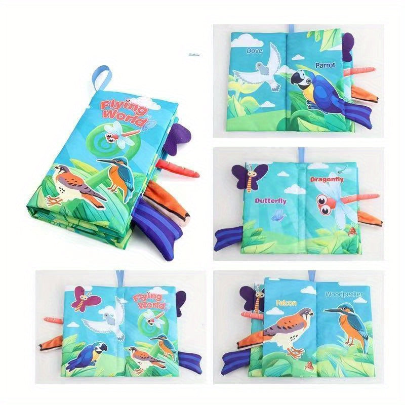 Livre en Tissu Crinkle Doux Montessori à Toucher et Ressentir | Jouets Sensoriaux pour Bébé Apprentissage Poussette