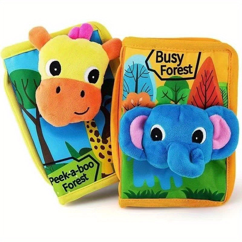Set van 2 Zachte Stoffen Boekjes voor Baby's en Peuters - Sensorisch Boek Speelgoed voor Fijne Motoriek - Kraamcadeau