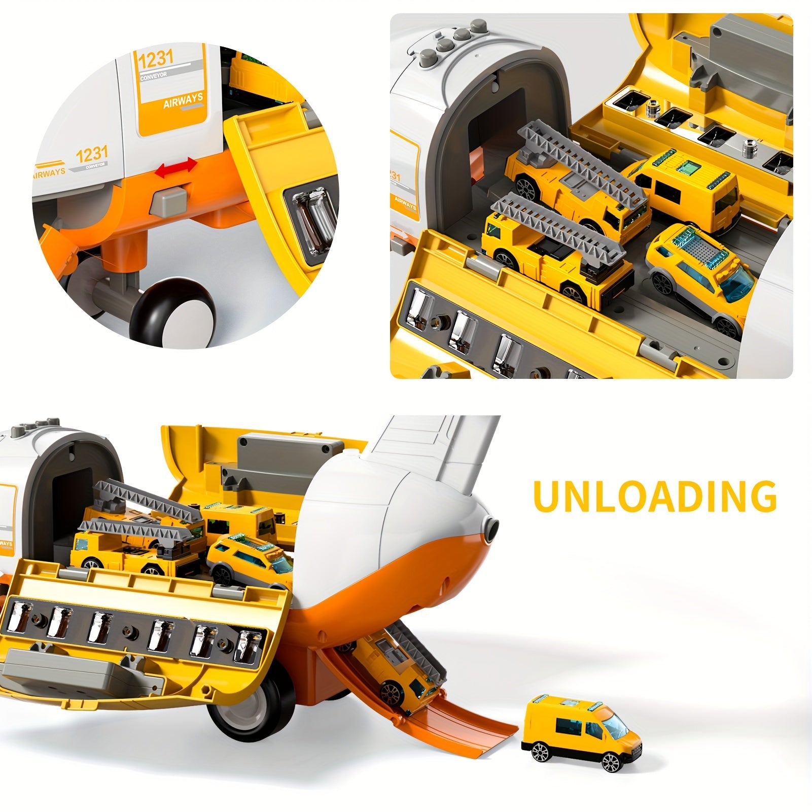 Vliegtuig Speelgoed Voor Kinderen Vanaf 3 Jaar - Groot Transport Vliegtuig met Sprayfunctie en 10 Voertuigauto's - Kerst- en Halloween Cadeau