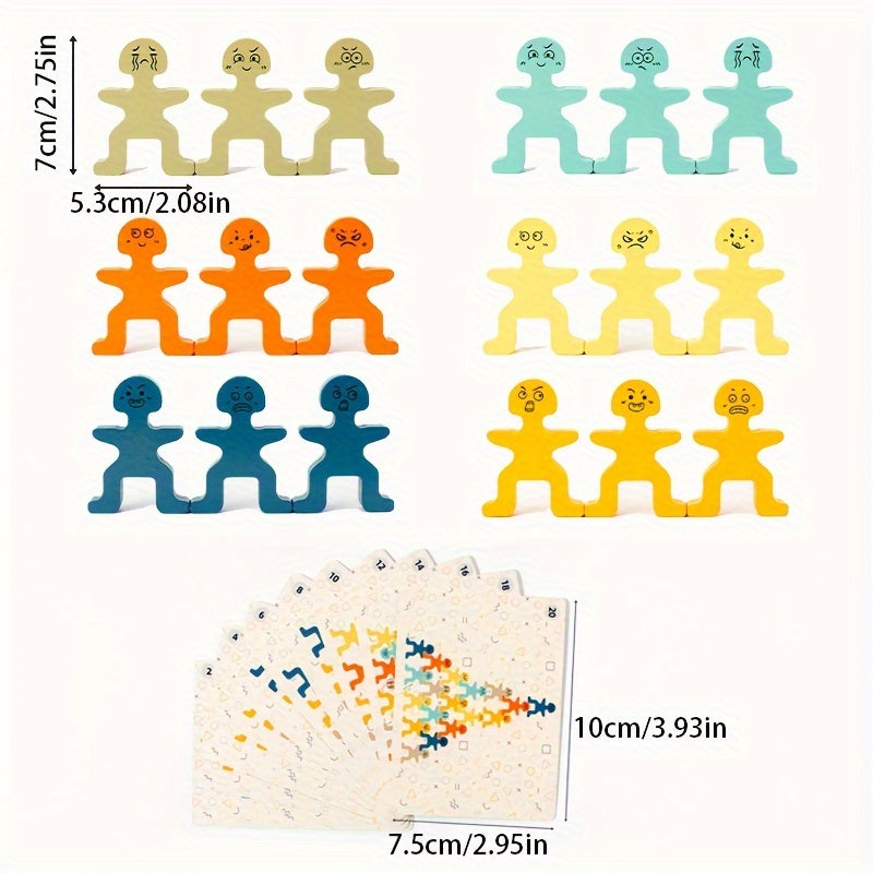 Houten Stapelblokken in Felle Kleuren | Balansspel voor Motorische Ontwikkeling & Concentratie, Ideaal als Cadeau voor Kerst & Thanksgiving