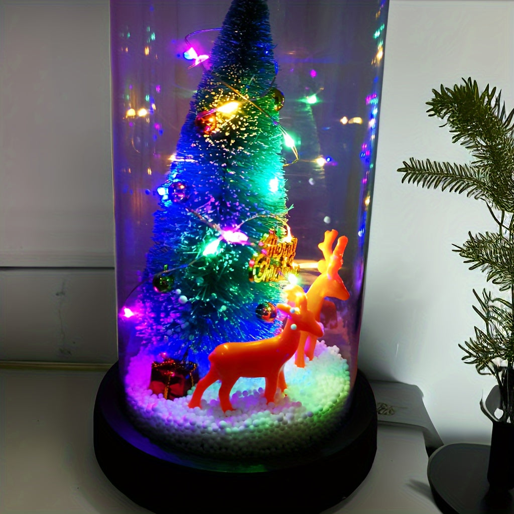 Eeuwige Verlichte Kerstboom met Kerstman en Rendieren | Kerstdecoratie op AAA-batterijen