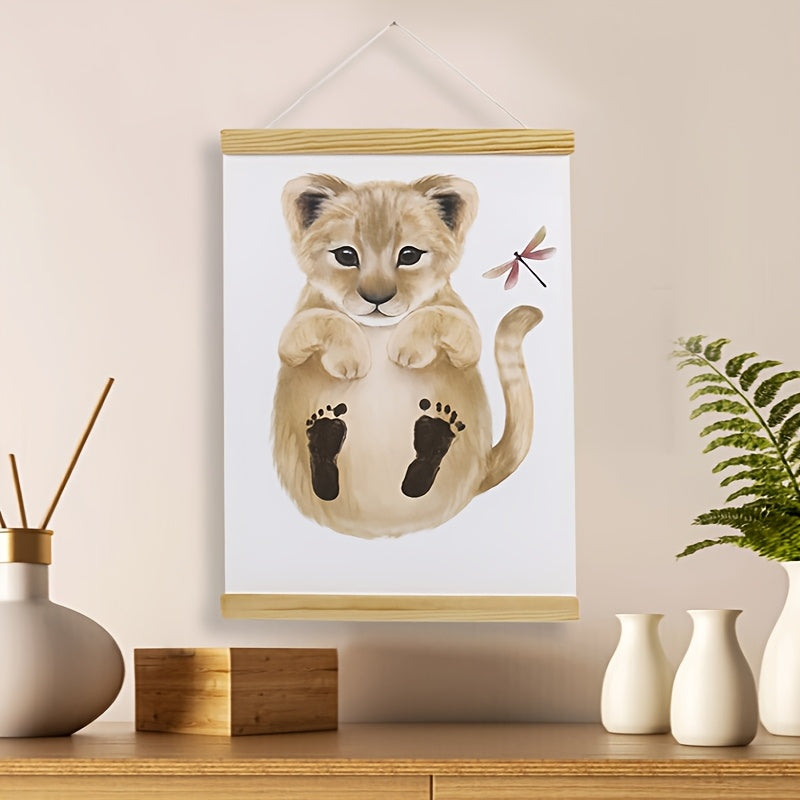 Kit Souvenir d'Empreintes de Bébé à Faire Soi-même - Cadre Bois et Boîte Cadeau pour Annonce de Naissance et Décoration de Chambre