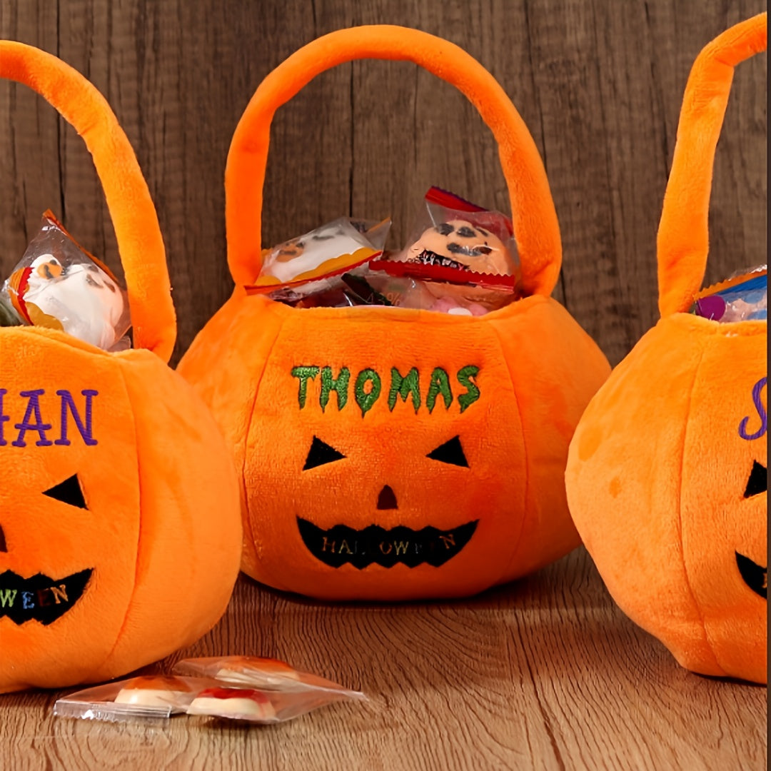 Halloween mandje met naam - gepersonaliseerde pompoen emmer & trick-or-treat tas | duurzaam & decoratief