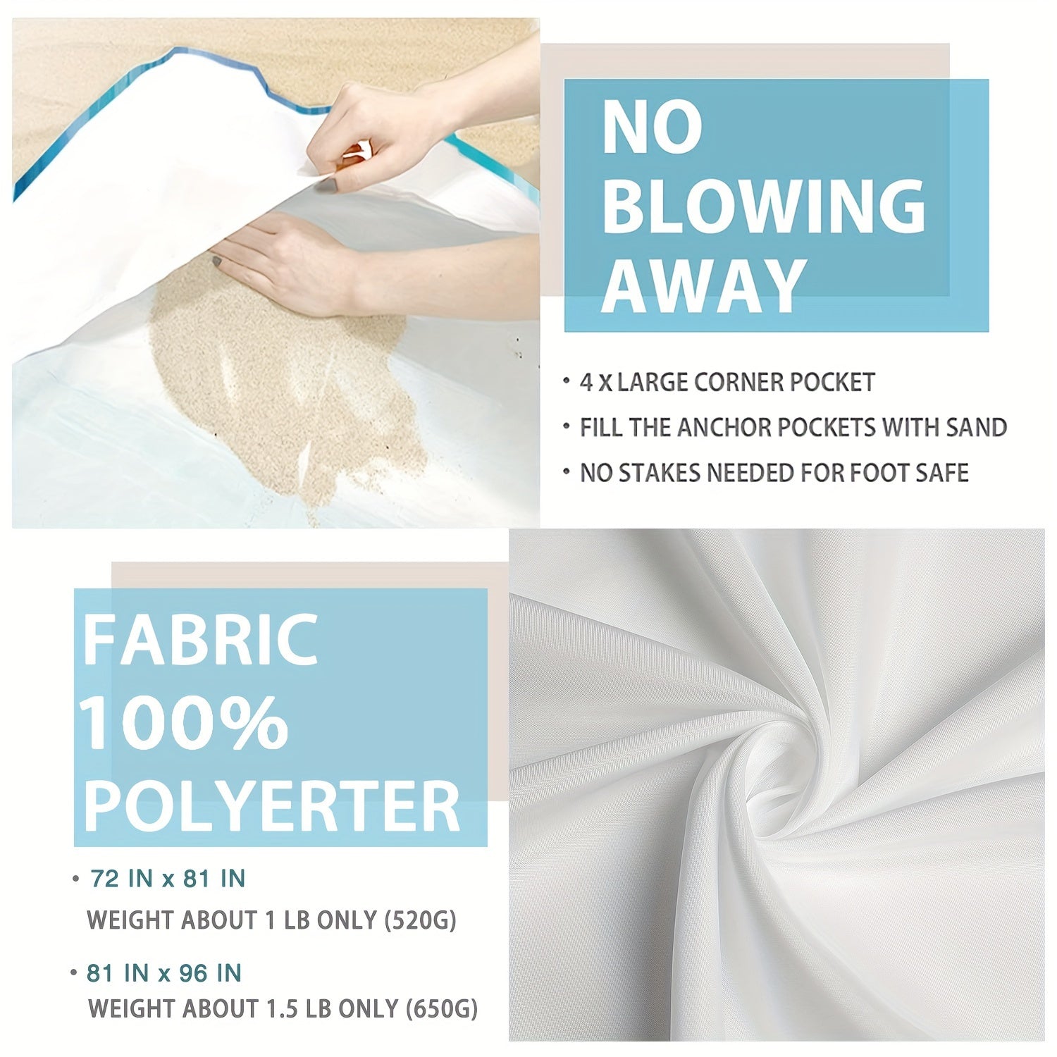 Lichtgewicht Zandbestendige Strandmat – Ideaal voor Reizen & Outdoor Avonturen