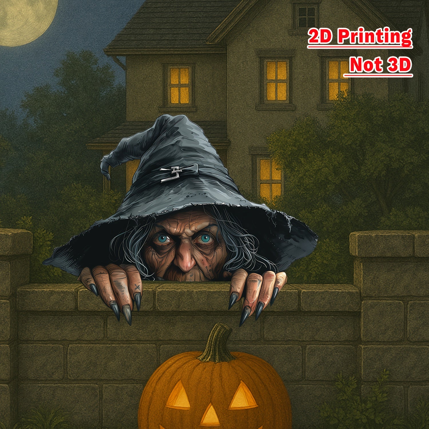 Halloween heks decoratie | Tuinbord met lichtgevende ogen